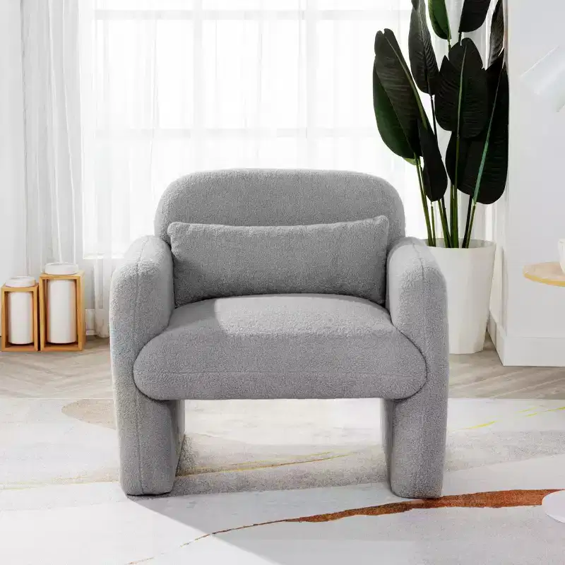 TUYOHW Teddy Fleece Single Sofa Chair,Lounge Chair with Armrest,Pillow,350 lbs Capacity,Accent Armchair for Living Room,Bedroom,Study