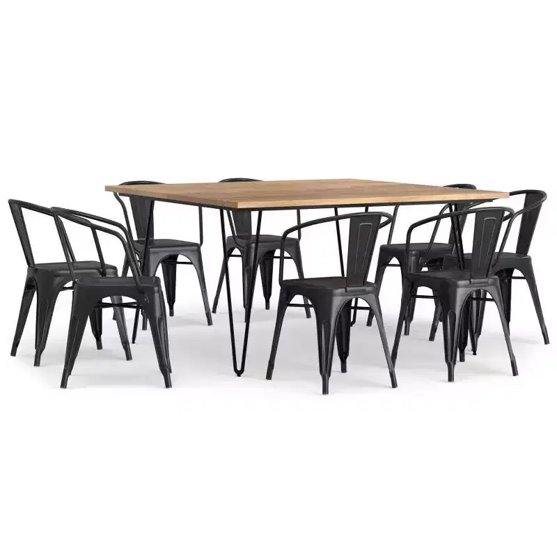 WyndenHall 9pc Elisse Moreno Dining Set Distressed Black/Silver