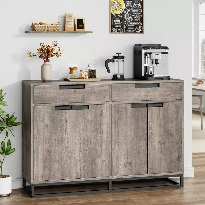 2 Drawers and 4 Doors, Sideboard Buffet CabinetCoffee Bar Buffet Table for Kitchen,