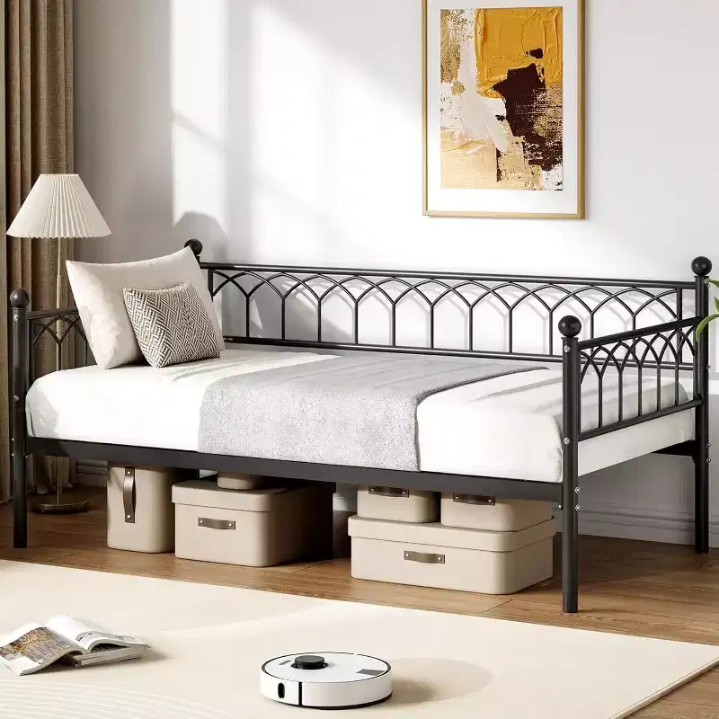 GustoWave Heavy Duty Daybed, Twin Size Platform Sofa Bed Frame Set with Charging Station