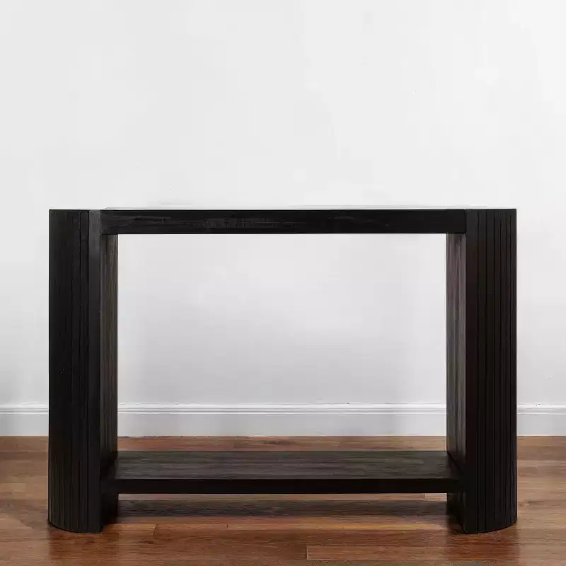 Storied Home Modern Black Rounded-Edge Console Table