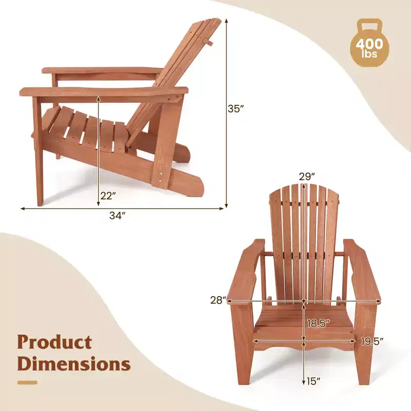 Costway 4PCS Solid Wood Garden Chair w/ High Backrest Wide Armrests & Contoured Seat