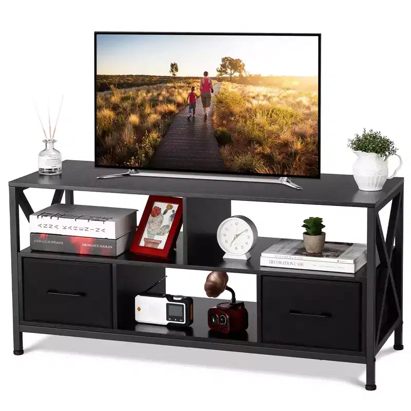 COZONY TV Stand for 50 Inch TV, Entertainment Center with Fabric Drawers & Open Shelves, Storage Unit for Living Room, Bedroom, Entryway