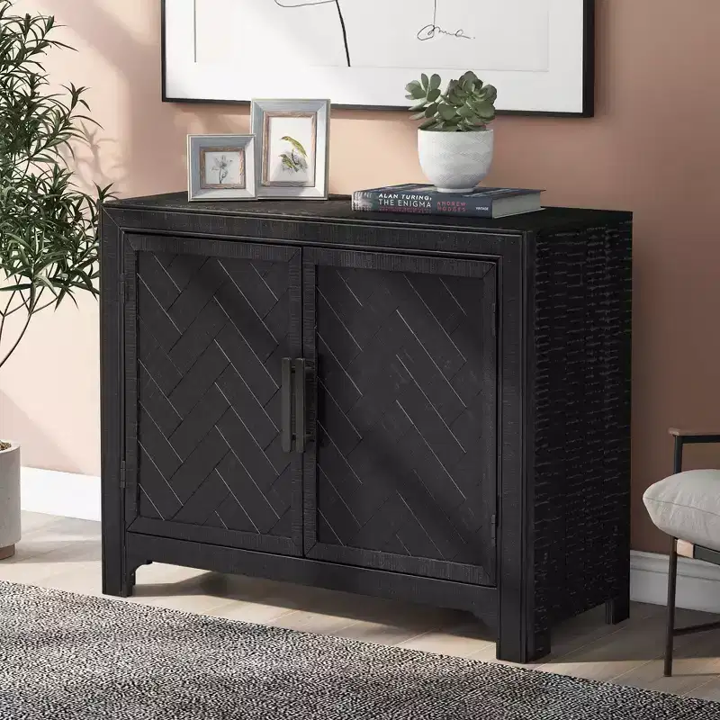 40 Modern Cabinets with Unique Design Doors with 1 Adjustable Shelves Suitable for Multiple Rooms Such as Living Room and Study Room