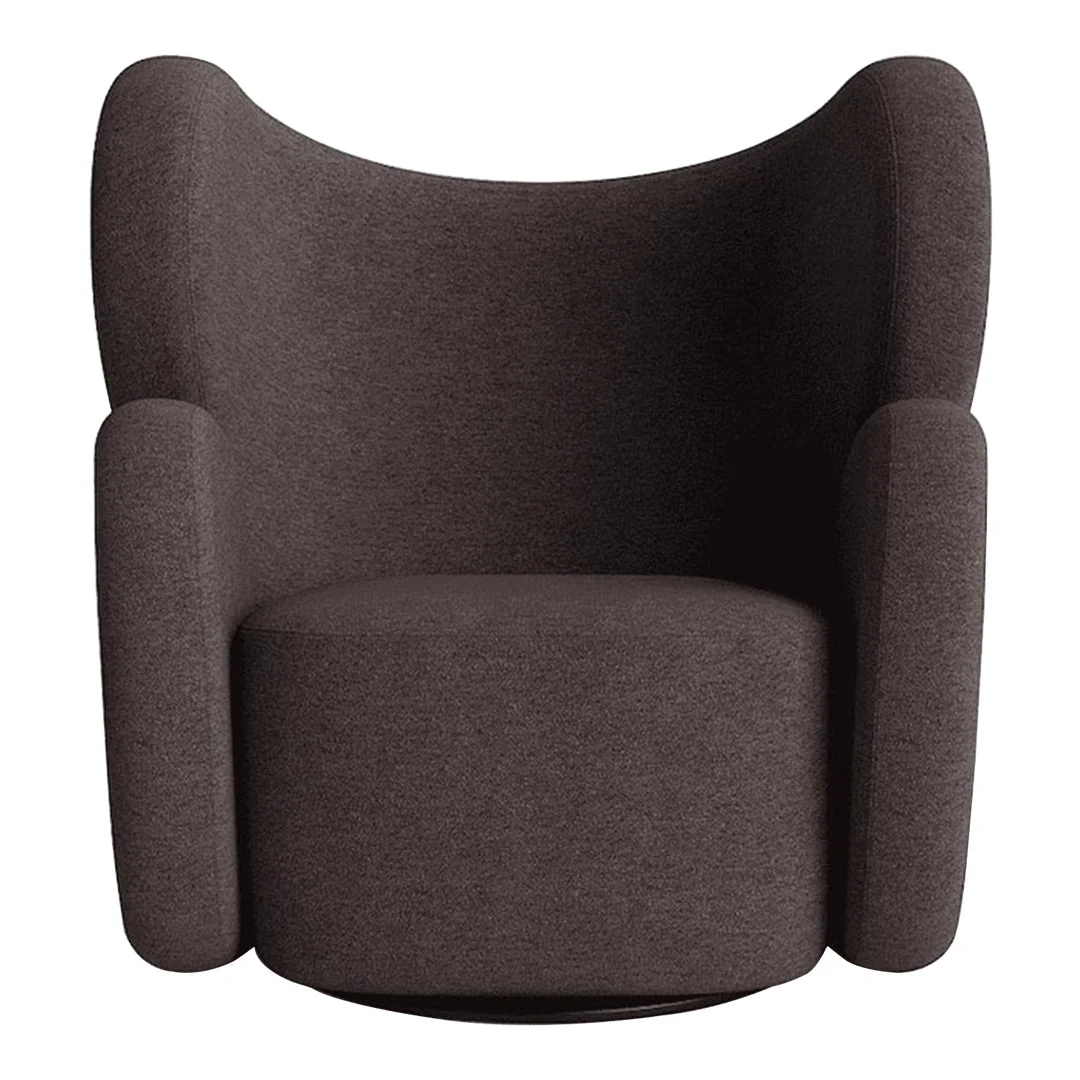 Art Deco Fully Upholstered Swivel Lounge Chair with Voluminous Block Structure for Living Room