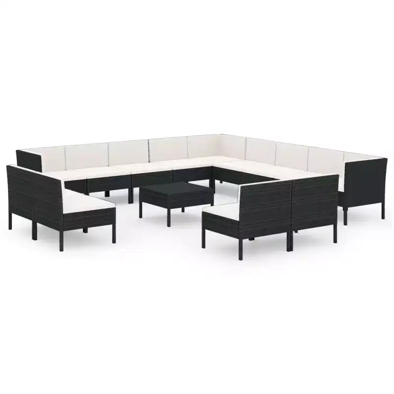 vidaXL Garden Lounge Set Patio Sectional Sofa Couch Outdoor Poly Rattan Brown