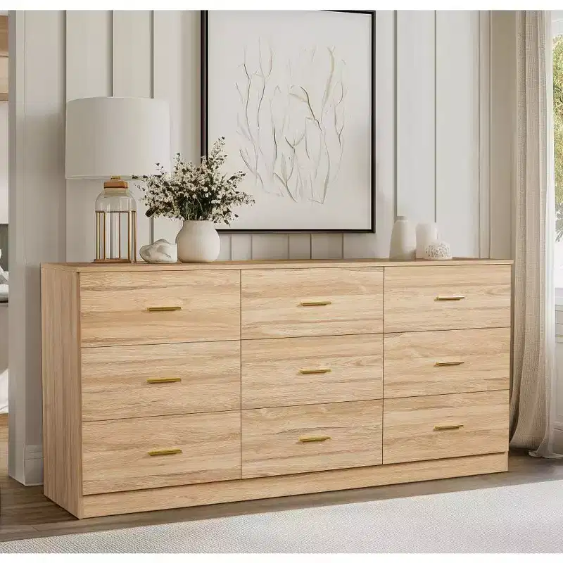 GDFStudio Rowan Farmhouse Wooden 9-Drawer Dresser