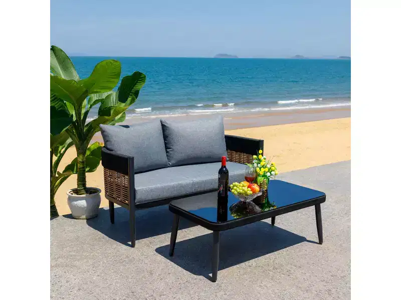 Harrison Bench+Table Patio Set - Indoor/Outdoor - PAT7741 - Safavieh