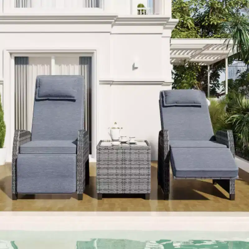 Rattan 2-Seater and Coffee Table Set: Adjustable, Perfect for Outdoor Spaces