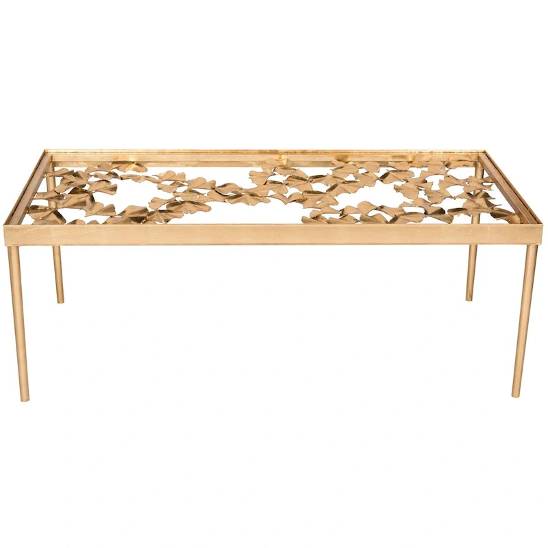 Ginko Leaf Coffee Table with Antique Gold Finish – 48
