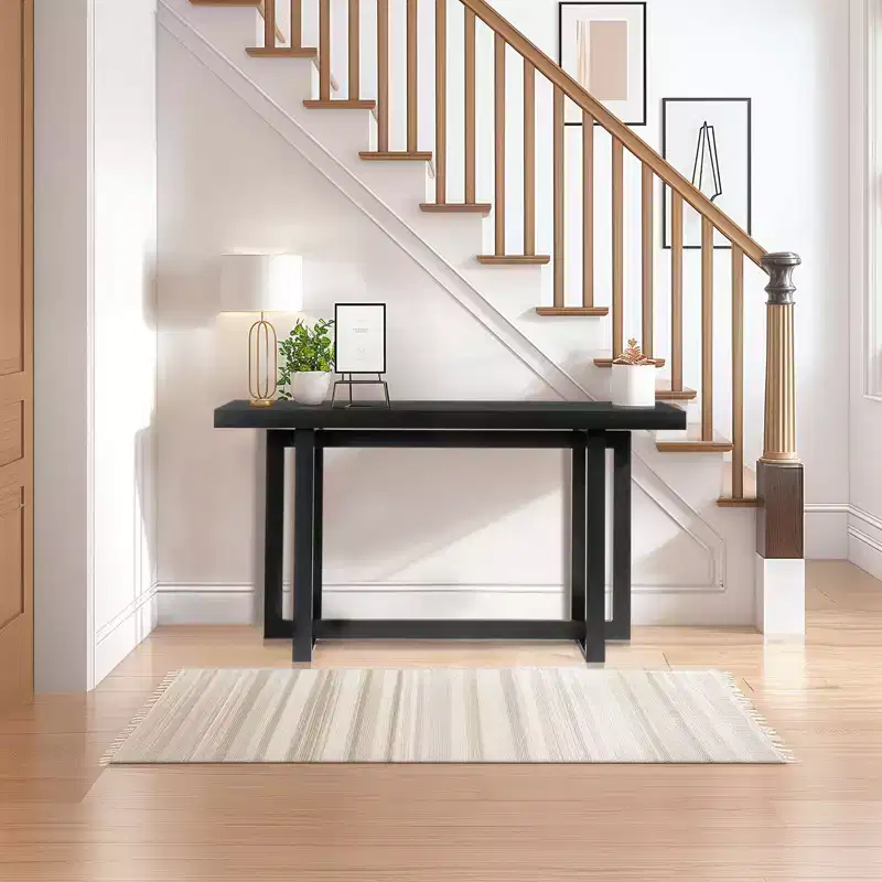 Black Modern Rectangle Console Table, 59