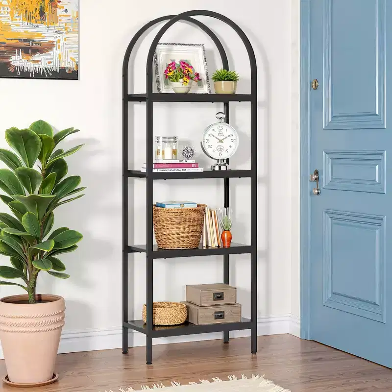 MAYEERTY 4-Tier Wooden Open Shelf Bookcase for Books Plants Decor Storage