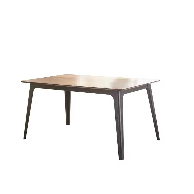 Rory Mid Century Modern Rectangular Dining Table Walnut/Black :MDF, Rubberwood Frame, Seats 4