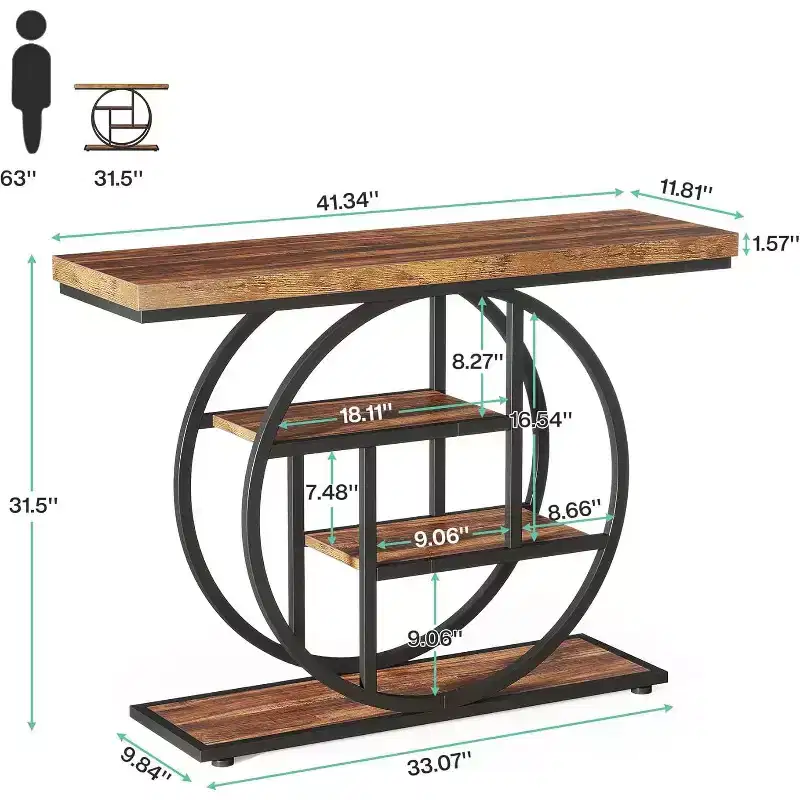 Steel & Wood 4-Tier Round End Table, 31.5