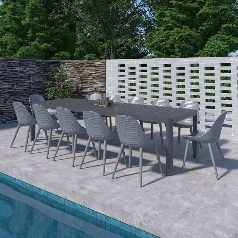 Amazonia Copa 13pc Aluminum Rectangular Extendable Patio Dining Set Gray