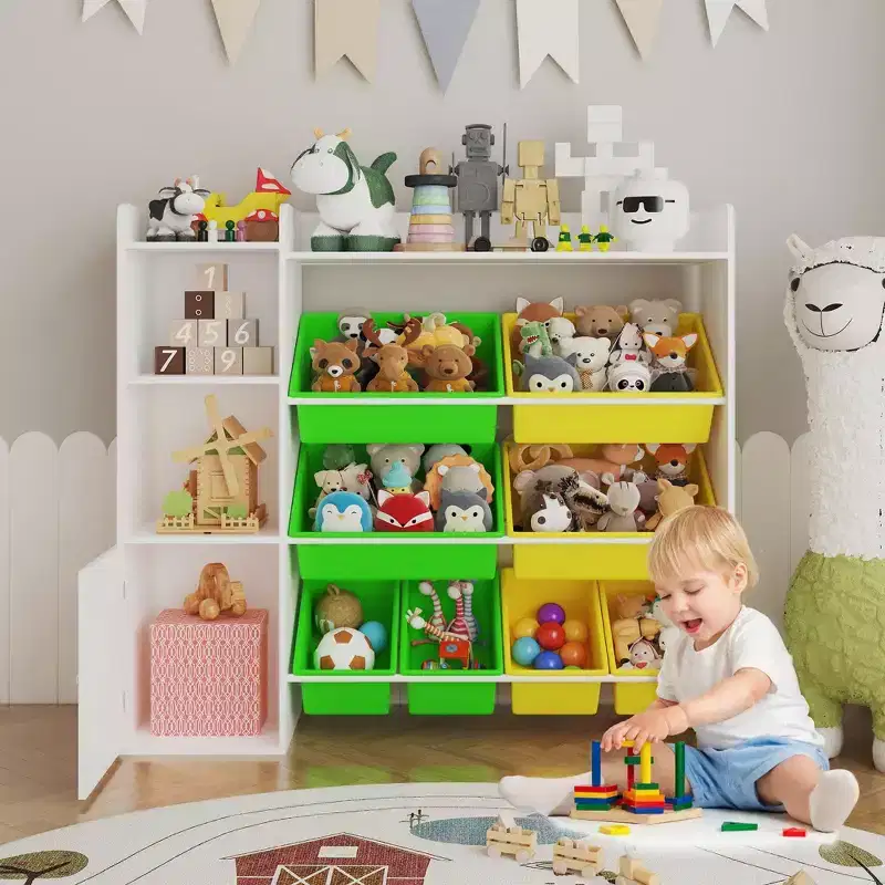 Kids Toy Storage Organizer with 8 Removable Toy Bins, 4-Tier Toy Organizers Kid Bookshelf and Toy Storage for Bedroom
