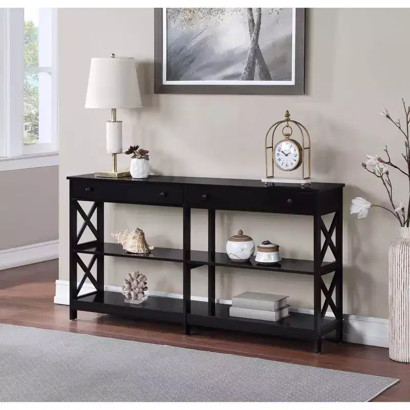60 Oxford 2 Drawer Console Table with Shelves - Breighton Home
