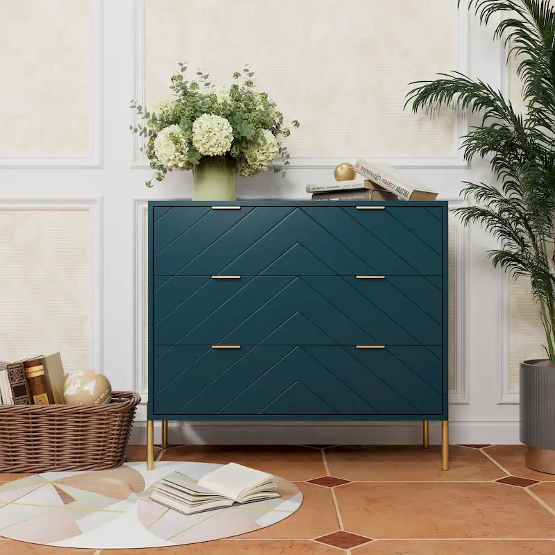 3-Drawer Storage Chest Dresser with Metal Legs – Minimalist Design