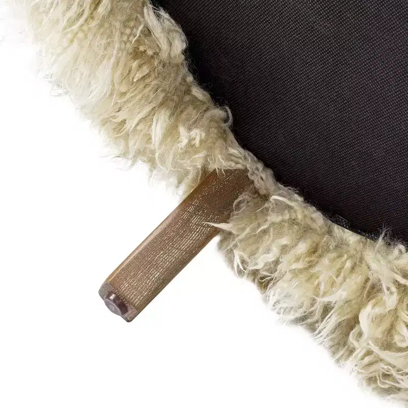 Enchante 28.5 Mongolian Sheepskin Accent Arm Chair, Taupe Beige Genuine Fur