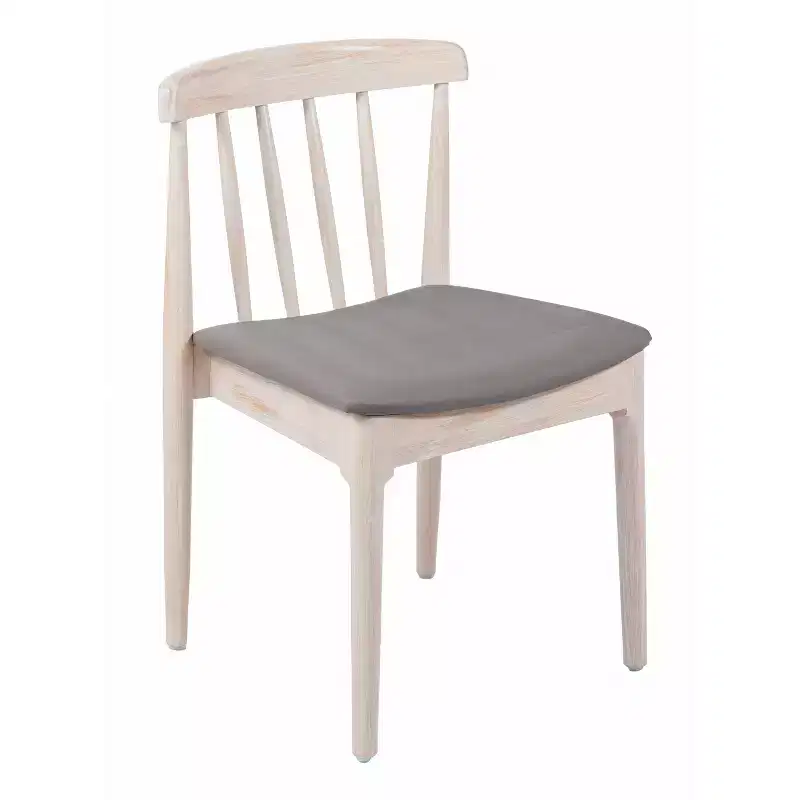Flash Furniture Chester Commercial Grade Solid Wood Dining Chair with Slatted Backrest and Vinyl Seat