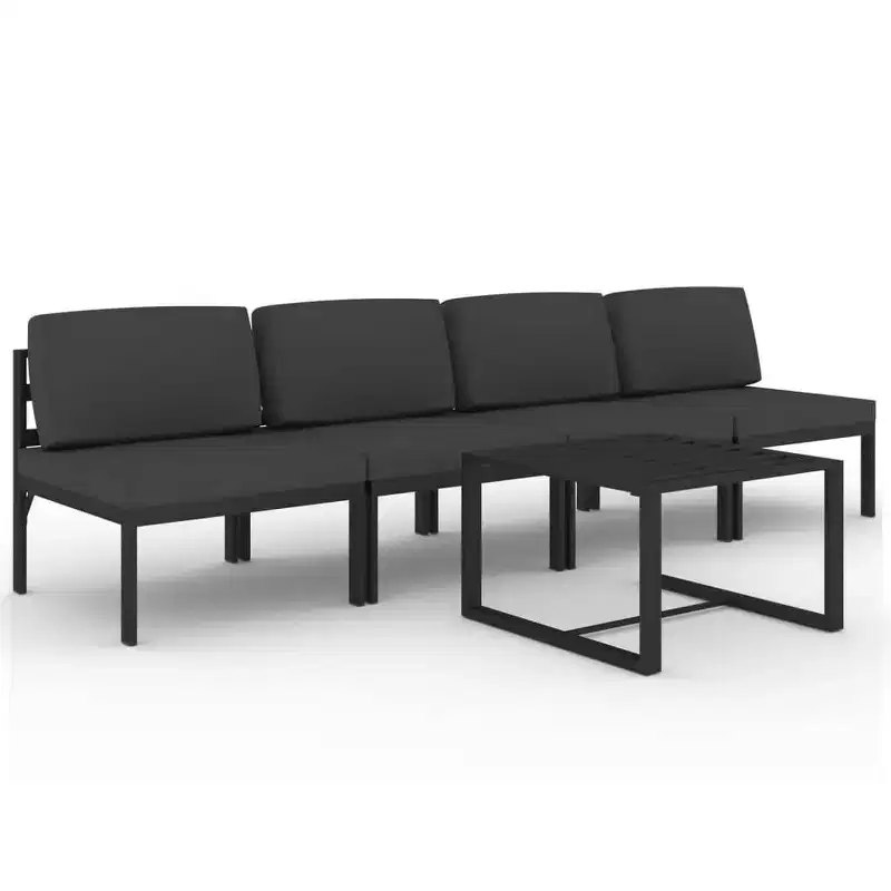 vidaXL Garden Lounge Set Anthracite Aluminum, 100% polyester Large