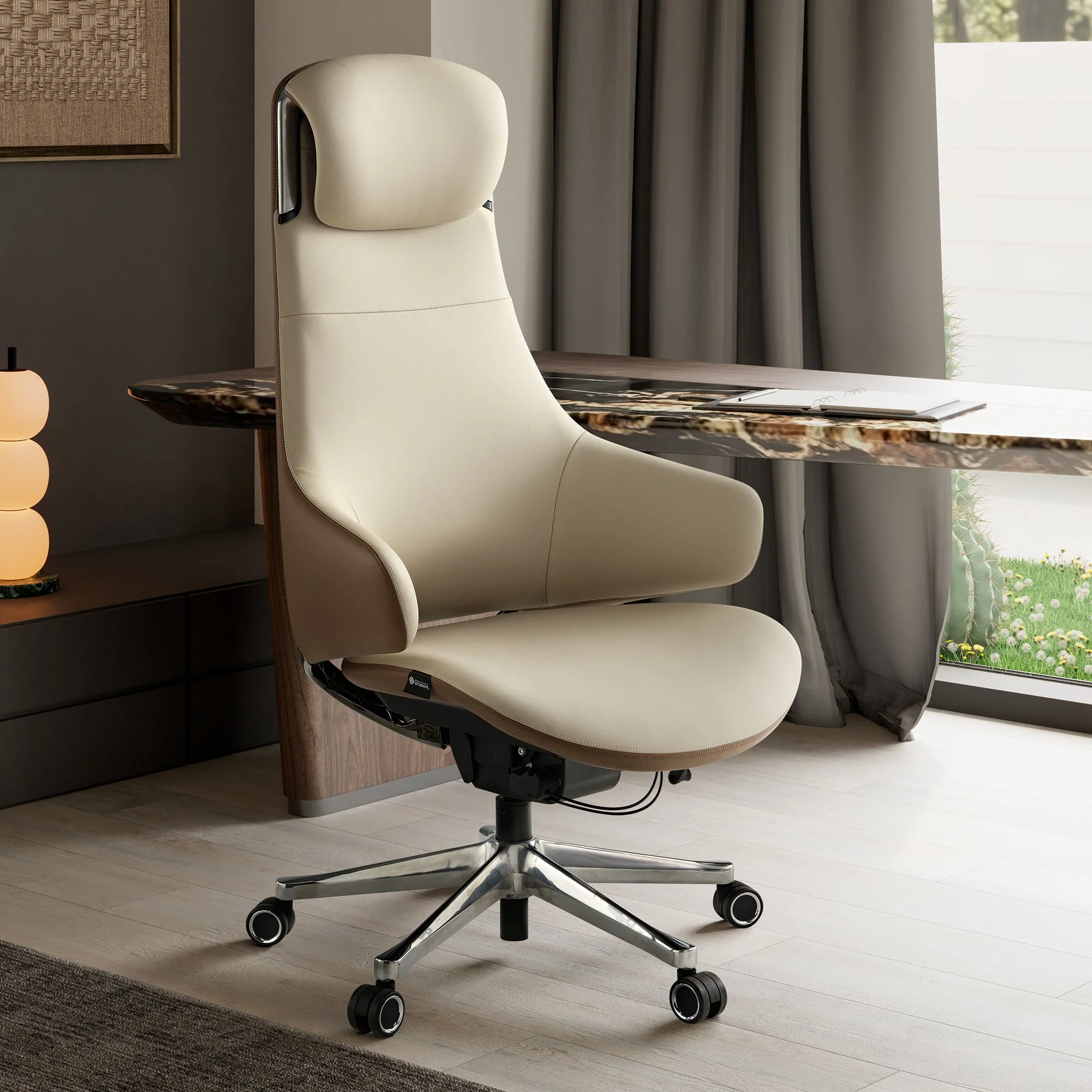 Napa Leather Executive Chair - Soft Curves Upholstered Frame
