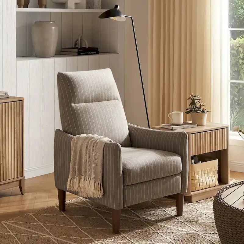 Push-Back Recliner Chair | 3-Position | Single Seat | Taupe / Brown / Green