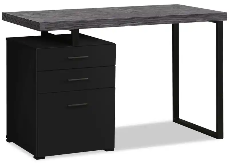 47.25 Computer Office Desk with 3-Drawers - Black & Grey