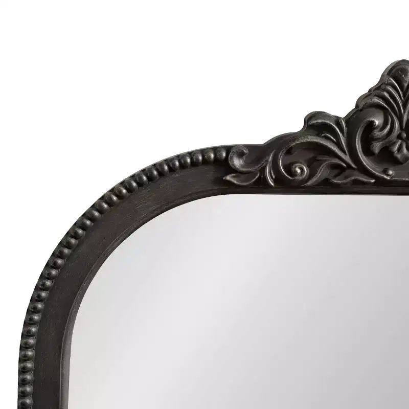 Kate & Laurel All Things Decor 24"x38" Hubanks Arched Wall Mirror Black