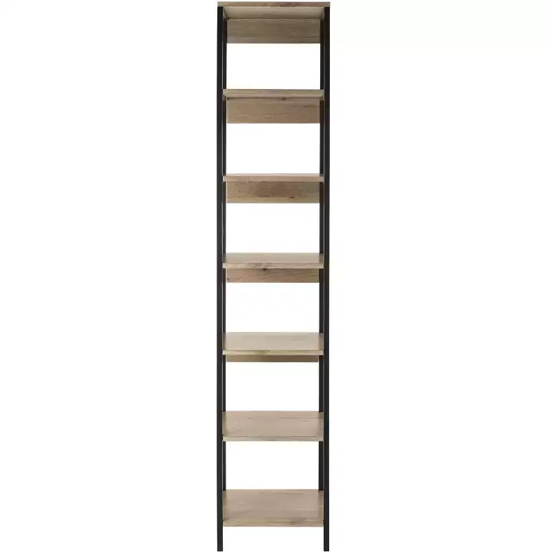 7-Shelf Etagere | Oak Veneer & Black Iron | 78.8