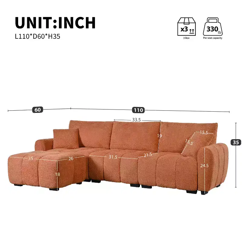 Merax L-Shaped Sectional Sofa with Free-Moving Ottoman