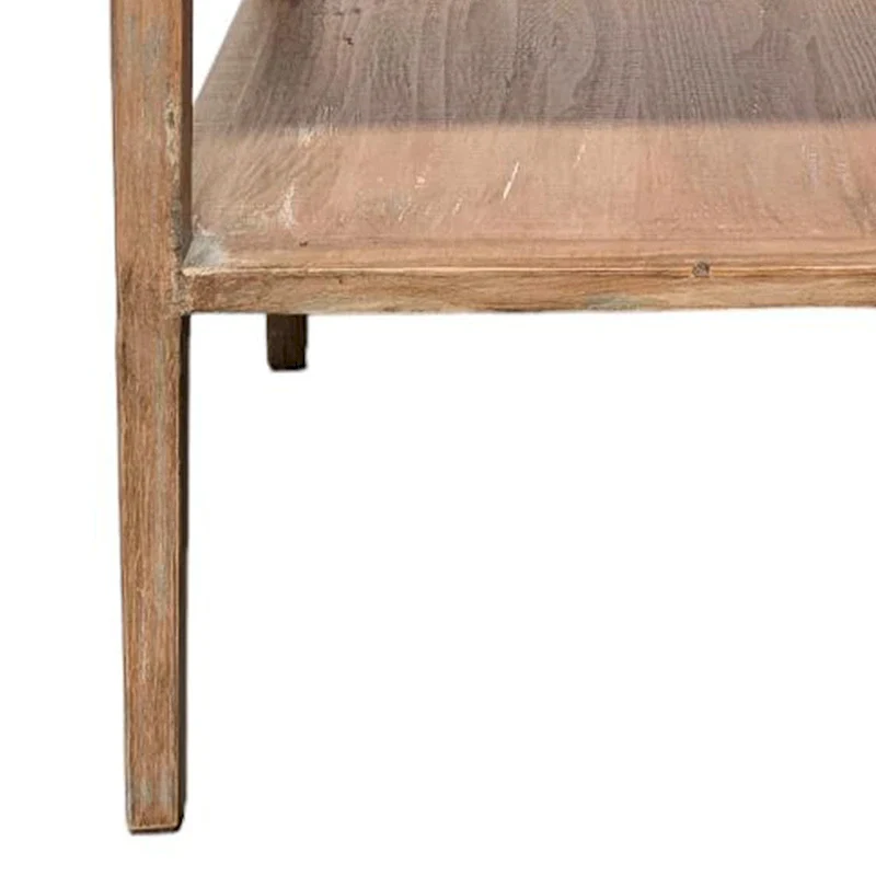 Corner End Table with Storage Shelf, Gray Pine Wood, 22