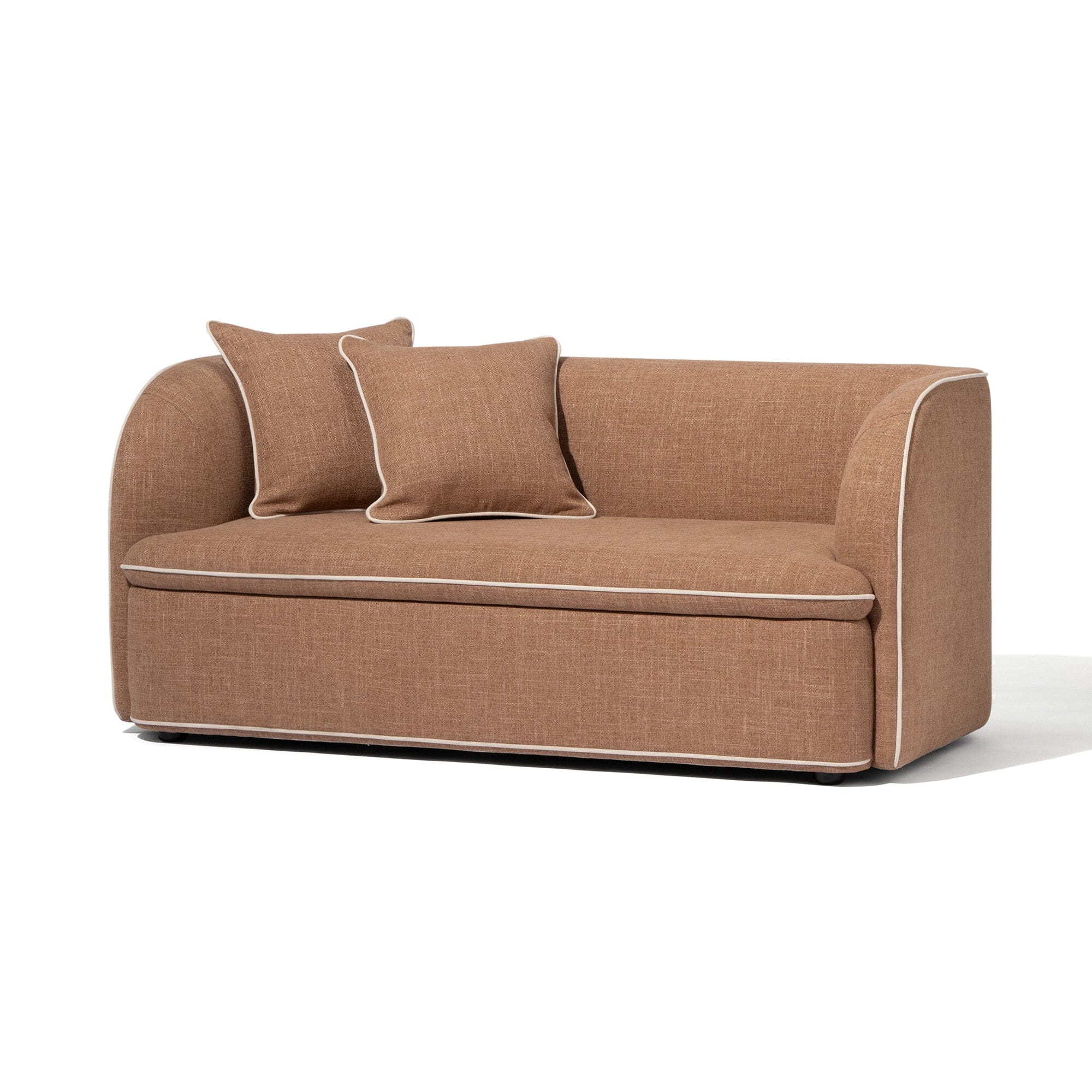 Light Brown 2-Seat Upholstered Sofa