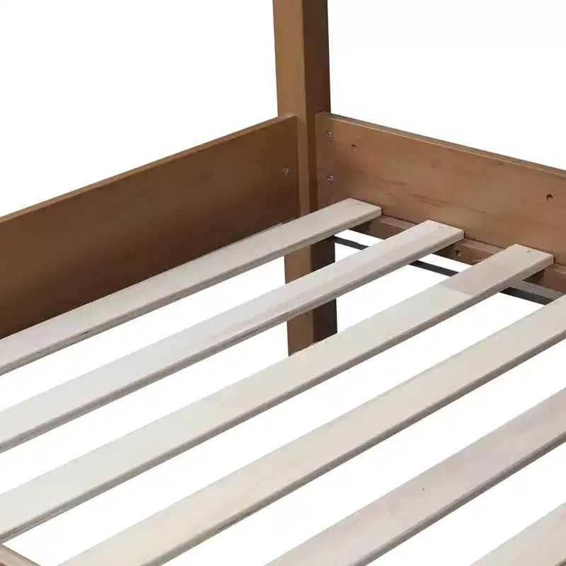 Modern Rubberwood Twin Over Twin Bunk Bed with Boucle Upholstered Headboard & Footboard