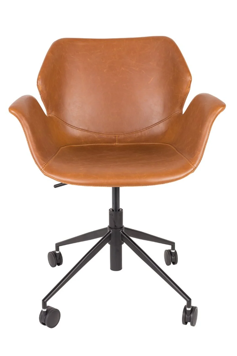 Faux Leather Swivel Office Chair with Wheels and Adjustable Height