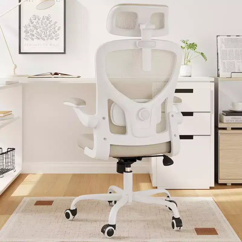 Ergonomic Home Office Chair with Lumbar Support, Flip-Up Armrests & Headrest – Mesh Back, Black