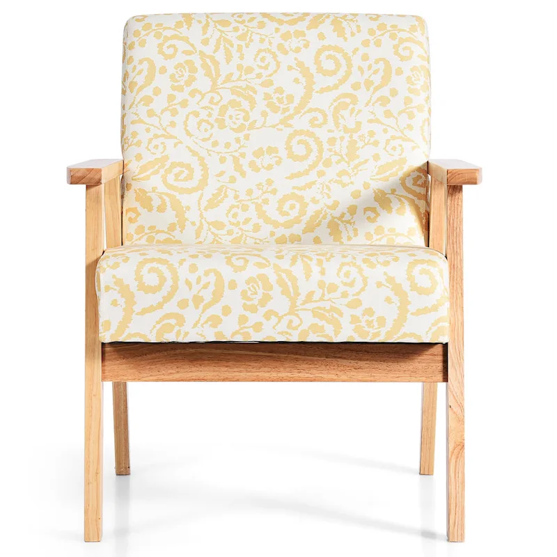 Gymax 2PCS Accent Armchair Upholstered Chair Home Office w/ Wooden - 25 x 26.5 x 32