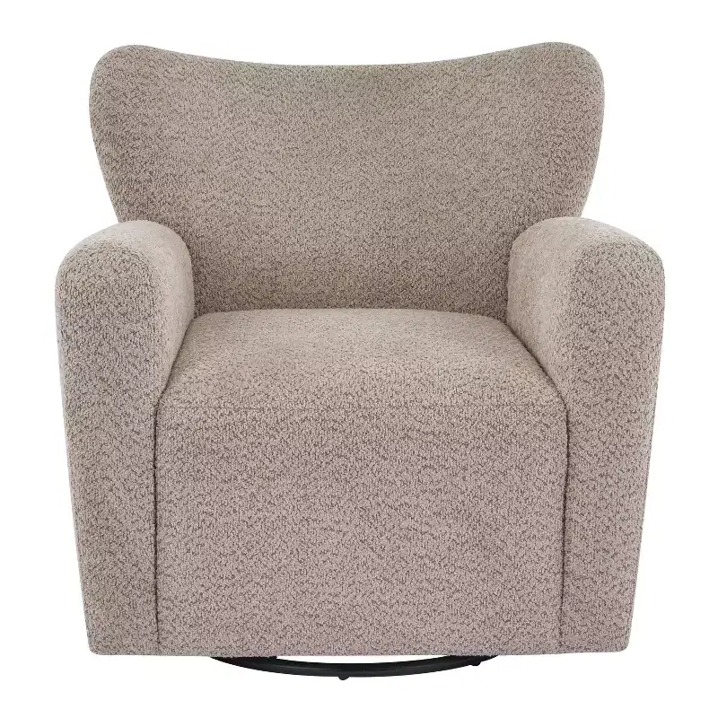 Modern Iron Boucle Upholstered 360 Swivel Wingback Chair