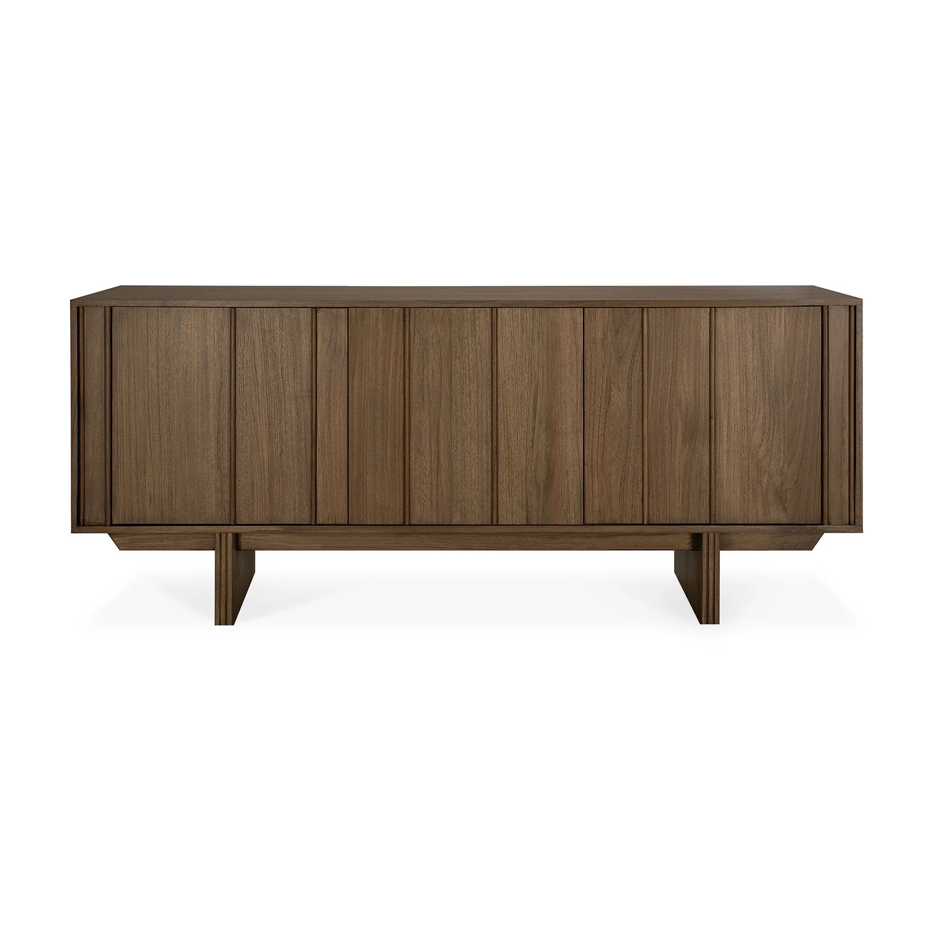 Architectural Solid Teak Sideboard with Vertical Panel Rhythm and Ample Storage for Dining Rooms