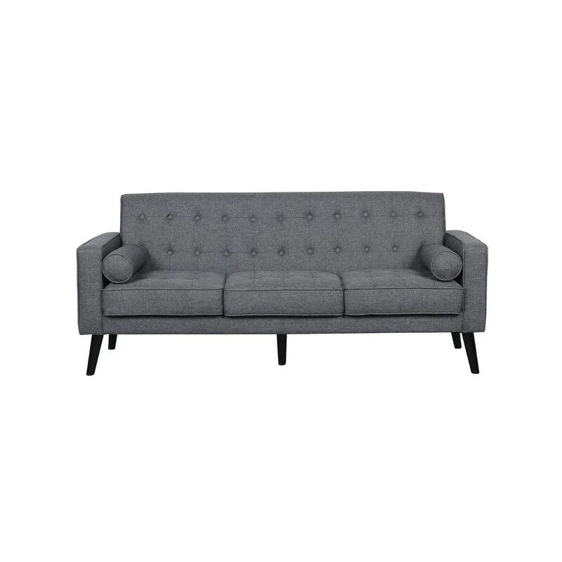 Mid-Century Upholstered Button-Tufted Sofa, Solid Wood Frame, High-Density Foam Cushions