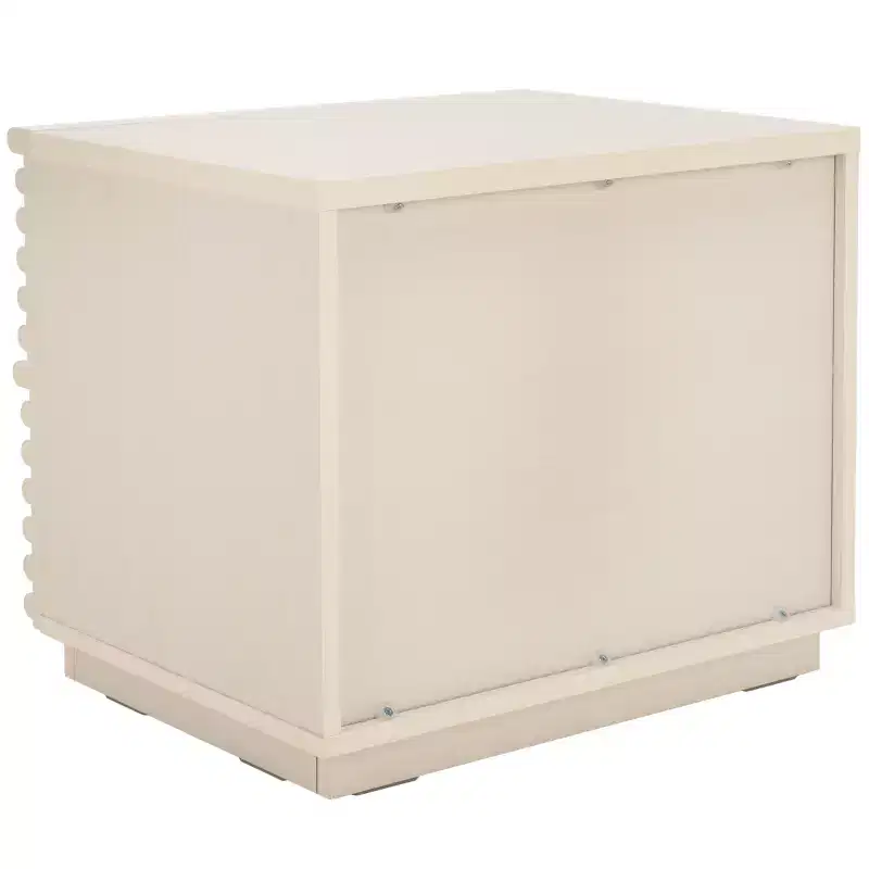 2-Drawer Nightstand with Reeded Wood Detail & Tapered Legs, Walnut Finish