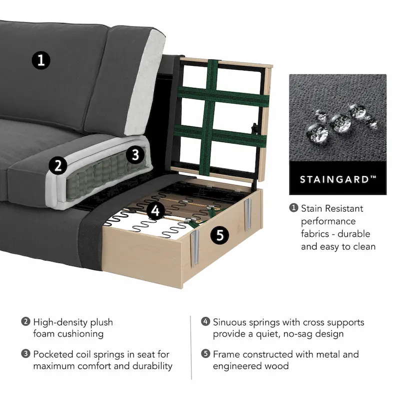Bush Furniture Coventry Living Room Accent Chair with Ottoman Set