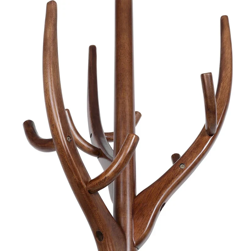 Adjustable Tree-branch Coat Rack Freestanding, Rubberwood Coat Tree - 16.54Dia. x 71.65H