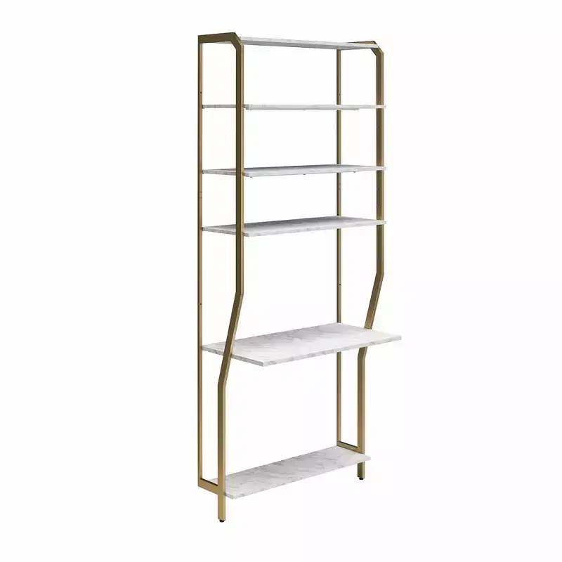 Gwyneth Closet - Vanity, White Faux Marble and Golden Bronze