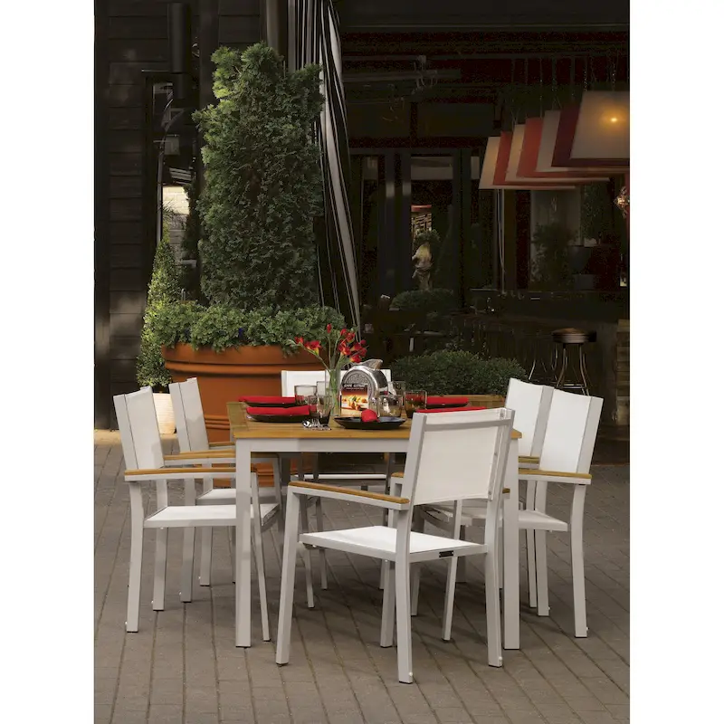 Oxford Garden Travira 7 Piece Natural Tekwood Dining Set