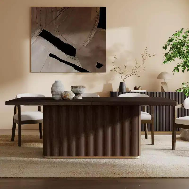 Christopher Knight Home Eloise Modern 8 Seater 84 Oversized Rectangular Dining Table with Pedestal Base Dark Brown