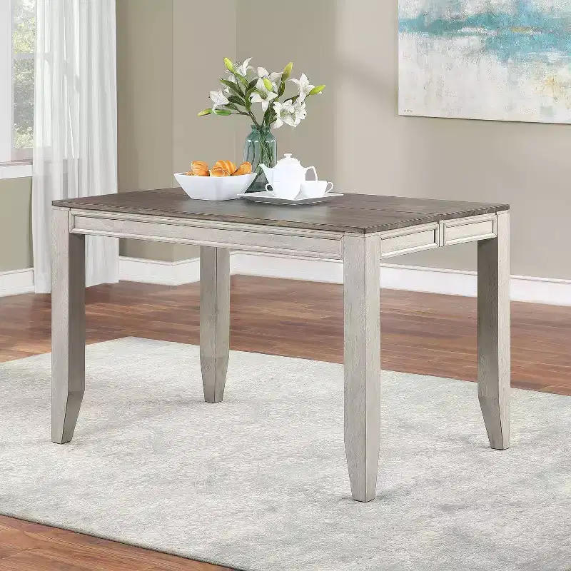 Abacus Counter Table Alabaster/Honey - Steve Silver Co.: 36" High, Square, Seats 8, Butterfly Leaf