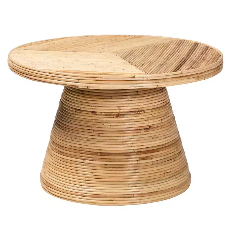 bali & pari Bella Natural Rattan and Mahogany Wood Coffee Table Natural: 17.7" High, No Assembly Required