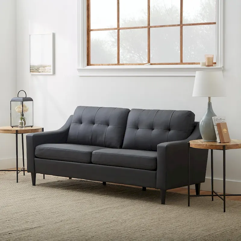 75 Fabric Sofa with Concave Curved Armrests