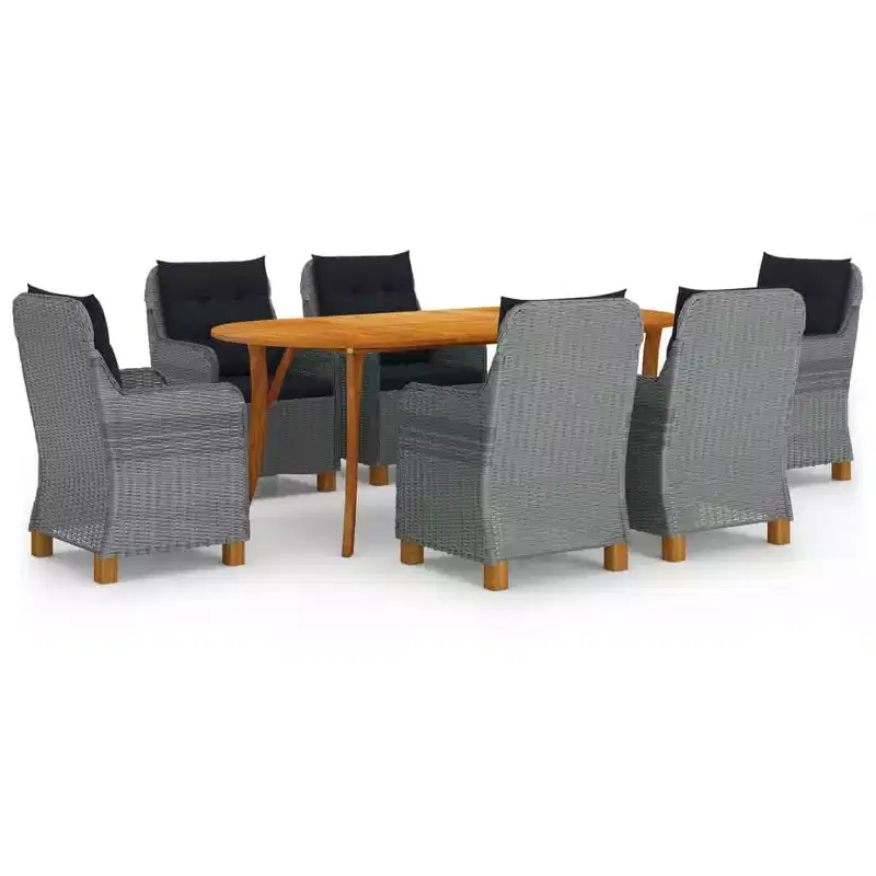 vidaXL 7 Piece Patio Dining Set Light Gray